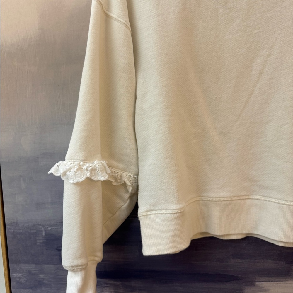 PAIGE Cream Lace-Trimmed Eyelet Sweatshirt - Picture 6 of 6
